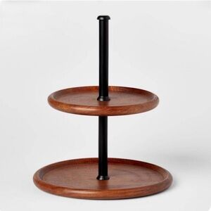 Threshold™ | Wood and Iron 2-Tier Serving Stand